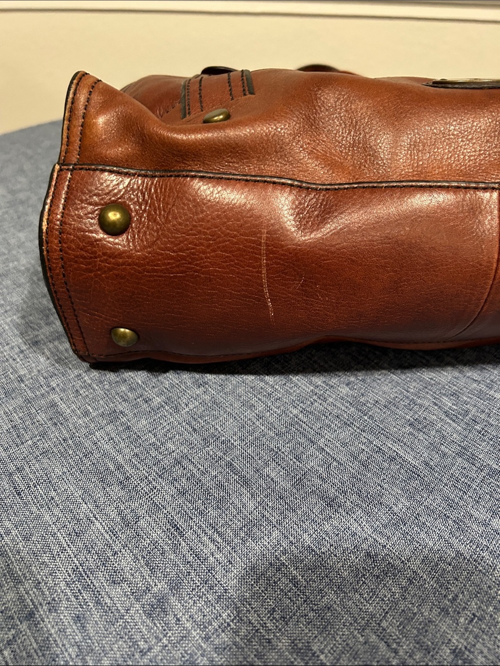 Fossil Long Live Vintage Leather Tote Bag in Cognac Brown - Picture 2 of 7